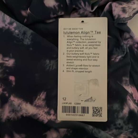 NWT Lululemon Tie Dye Mineral Blue Align Tee - Picture 6 of 7